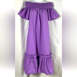 HYACINTH HOUSE Tuckernuck Size XS Purple Off Shoulder Shirred Midi‎ Dress